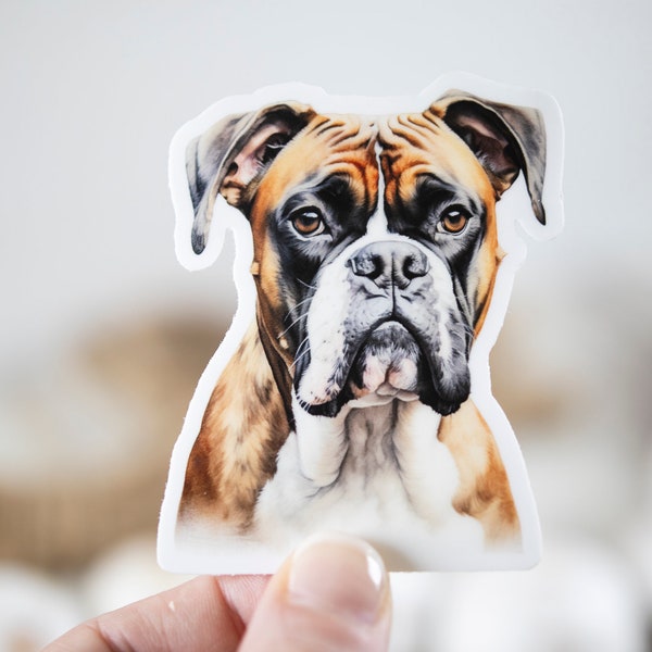 Boxer Dog Decal, Animal Lover Sticker, Dog Sticker, Nature Label, Water Bottle Sticker, Mans Best Friend Sticker, Laptop Decal