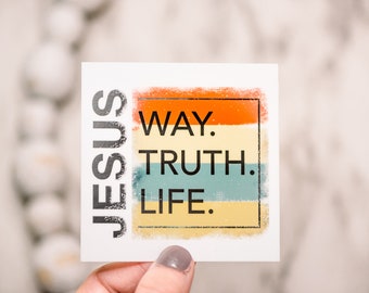 Jesus way truth life colorful religious Christian sticker perfect for computers and laptops