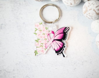 Breast Cancer Awareness Keychain, Pink Ribbon Keychain, Cancer Support Keychain, Women's Accessories, Encouraging Keychain, Gift For Her