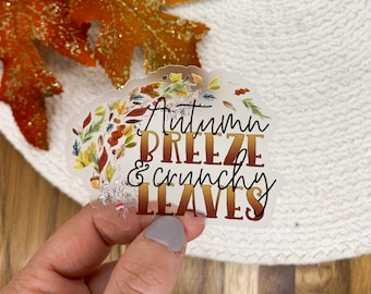 Autumn Breeze Sticker, Autumn LeavesVinyl Autumn Decal, Car Accessories, Clear Fall Sticker, Water Bottle Label, Weatherproof, Beautiful