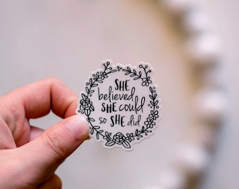 Pack of 50 Mini Stickers, She Believed She Could So She Did, Positive Sayings Sticker, Wholesale Stickers, Thank You Stickers, Encouraging