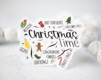 Christmas Vinyl Sticker, Christmas Time Sticker, Christmas Car Decoration, Christmas Label Decal, Christmas Journaling, Laptop Decal