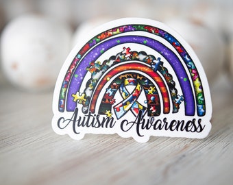 Autism Awareness Sticker, Autism Bright Rainbow, Vibrant Sticker, Bright Decal, Special Education Teacher, Waterproof Neurodiversity Sticker