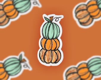 Fall Sticker, Pumpkin Sticker, Halloween Decal, Clear Vinyl Sticker, Waterproof Sticker, Car Accessories, Stacked Pumpkins, Window Decal