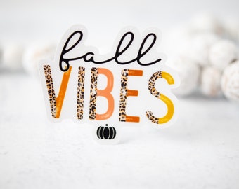 Fall Vibes Sticker, Leopard Sticker, Autumn Decal, Vinyl Decal Fall, Water Bottle Sticker, Window Decal, Car Accessories, Waterproof Sticker