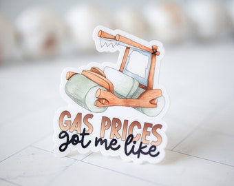 Flintmobile Sticker, Gas Prices Got Me Like, Inflation Sticker, Funny Decal, Vinyl Sticker, Water Bottle Decal,Sarcastic Sticker,Flintstones