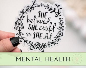 She Believed She Could So She Did, Vinyl Stickers, Laptop Decal, Motivational Labels, Encouraging Decal, Girl Power Stickers, Feminist Label