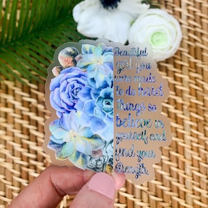 Label mooi meisje, sticker blauwe rozen, doorzichtige sticker, waterflesstickers, bloemenlabel, autosticker voor vrouwen, waterdichte stickers