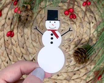 Snowman Sticker, Winter Decal, Christmas Label, Holiday Sticker,  Water Bottle Stickers, Stocking Stuffer, Christmas Wrapping, Advent Gift