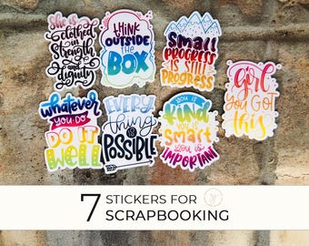 Motivational Stickers Pack Of 7, Encouraging Stickers, Water Bottle Stickers, Uplifting Stickers, Vision Board Stickers, Mindset Stickers