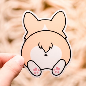 Sticker fesses corgi, étiquette découpée pour chien, petit vinyle autocollant, étiquette kawaii corgi, sticker mini butin chien, sticker amoureux des chiens, étiquette pour ordinateur portable corgi