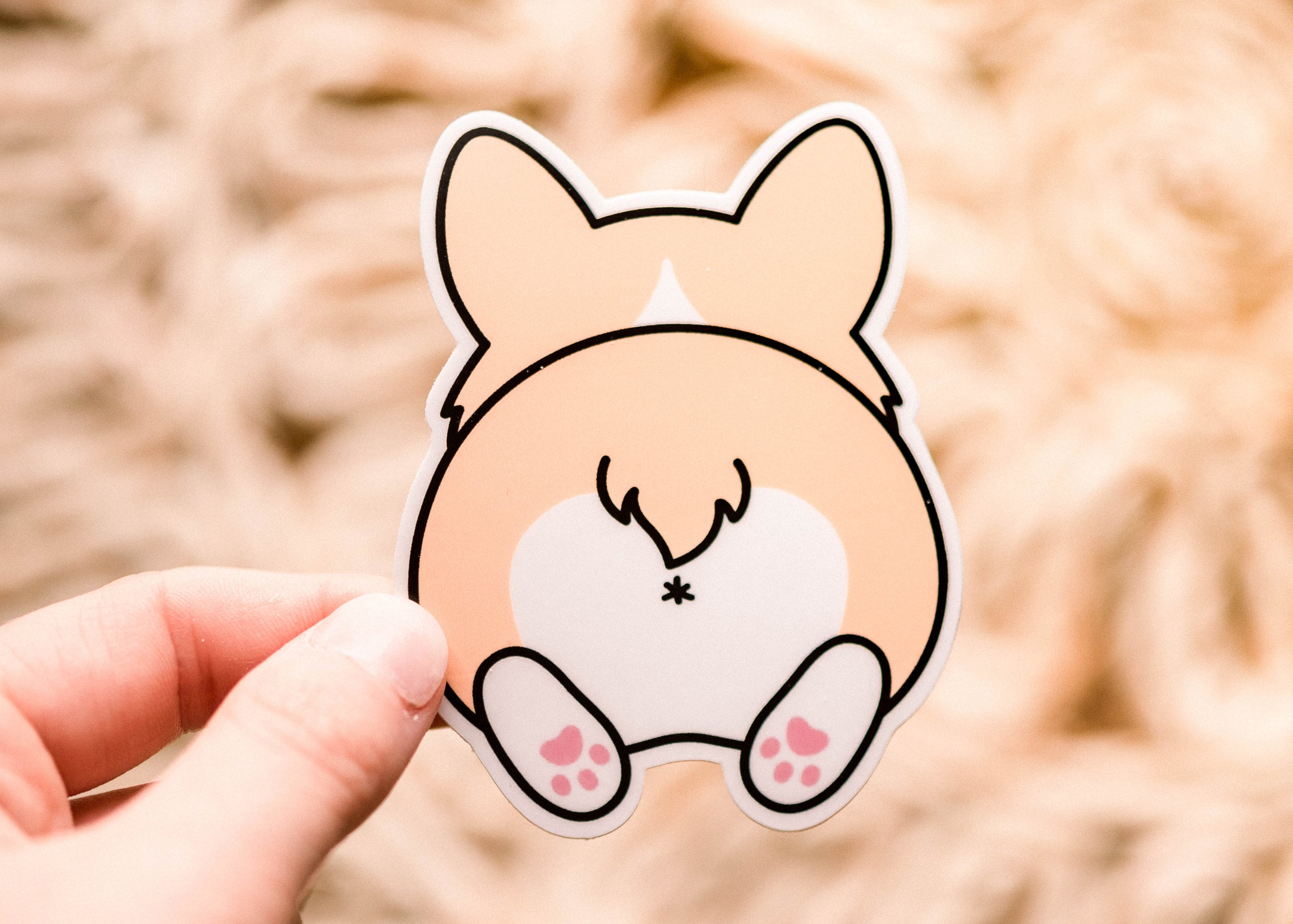 Cute Corgi Dog Butt Winking Vinyl Sticker, Puppy Best Friend Gift