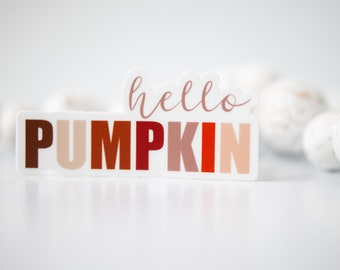 Hello Pumpkin Sticker, Fall Decal, Halloween Sticker, Vinyl Sticker, Car Accessories, Die Cut Sticker, Water Bottle Sticker,Waterproof Decal