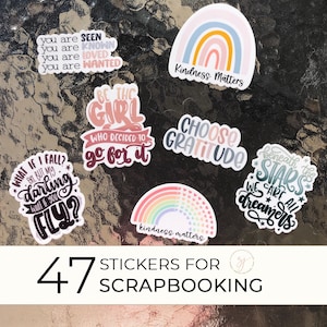 47 bemoedigende stickers, stickers waterfles, laptopstickers, gestanste stickers, esthetische stickers, positieve stickers, benodigdheden voor docenten