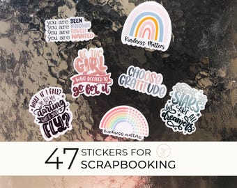 47 Encouraging Stickers, Water Bottle Stickers, Laptop Stickers, Die Cut Stickers, Aesthetic Decals, Positive Stickers, Teacher Supplies