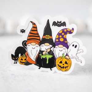 Halloween Gnomes Vinyl Sticker: Waterproof Spooky Decal