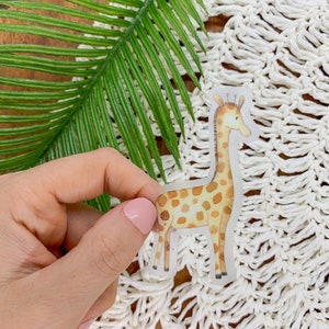 Pegatina de vinilo de jirafa, etiqueta de animal tierno, calcomanía de vida silvestre troquelada, calcomanía de safari, etiqueta para laptop, calcomanía para cuaderno, calcomanía para botella de agua