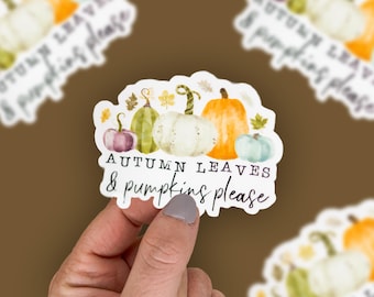 Autumn Leaves & Pumpkins Sticker: Waterproof Vinyl Decal