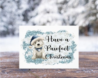 Puppy Christmas Card , Cute Greeting Card, Funny Christmas Card, Holiday Card, Greeting Card, Funky Christmas Card, Dog Christmas Card