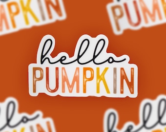 Hello Pumpkin Sticker: Waterproof Fall Vinyl Decal
