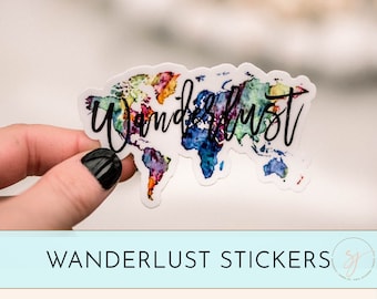 Travel Stickers For Luggage, Water Bottle Stickers Waterproof, Camper Stickers, Suitcase Decal, Wanderlust Sticker, World Map Decal, Car