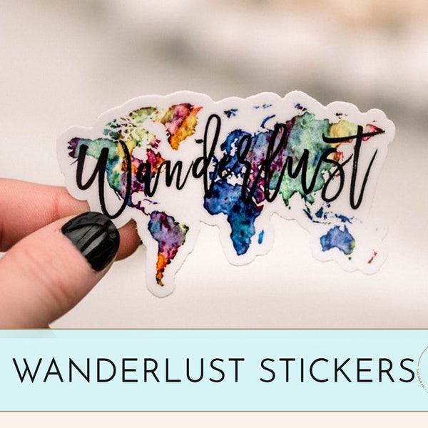 Travel Sticker, Wanderlust Sticker, Luggage Decal, Suitcase Decal, World Map Label, Car Sticker, Explorer Label, Water Bottle Label, Kindle