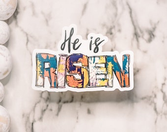 He Is Risen Clear Decal, Christian Sticker, Mini Vinyl Sticker, Bible Journal Sticker, Aesthetic Sticker, Best Friend Gift, Faith