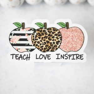 Etichetta Teach Love Inspire, Adesivo didattico, Regalo per insegnanti, Adesivo per bottiglia d'acqua, Adesivo botanico, Regalo per lei, Adesivo per laptop, Taccuino