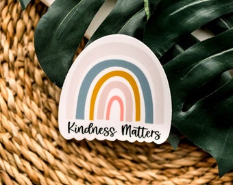 Kindness Matters Sticker, Die Cut Label, Rainbow Sticker, Girly Car Decal, Uplifting Label, Kindness Labels, Laptop Decals, Waterproof Label