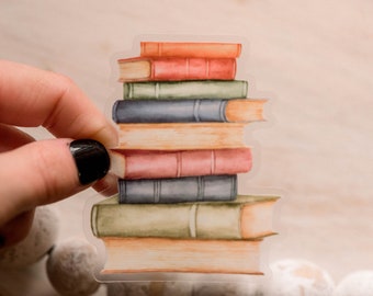 Stack Of Books Sticker, Journal Sticker, Reading Sticker, Laptop Sticker, Vintage Sticker, Book Worm Decals, Mini Book Label, Notebook Decal
