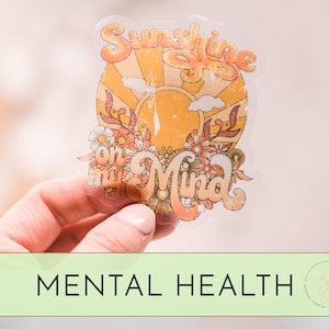 Sunshine On My Mind Sticker, Wholesale Stickers, Retro Stickers, Vinyl Decal, Anxiety Awareness, Sunshine Stickers, Floral Decal, Bumper