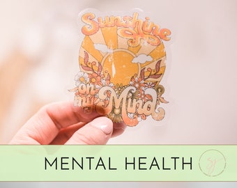 Sunshine On My Mind Sticker, Wholesale Stickers, Retro Stickers, Vinyl Decal, Anxiety Awareness, Sunshine Stickers, Floral Decal, Bumper