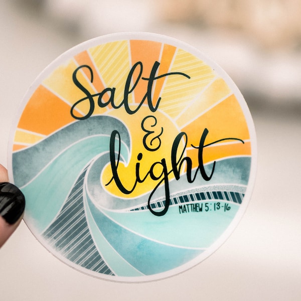 Salt And Light Sticker, Christian Stickers, Scripture Label, Christian Decal, Faith Stickers, Matthew 5:13 Label, Round Fridge Stickers