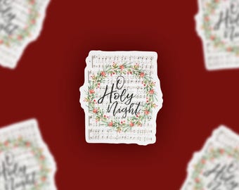 Religious Sticker, Christian Sticker, Christmas Hymn Sticker, O Holy Night, Water Bottle Sticker, Stocking Stuffer, Christmas Journaling