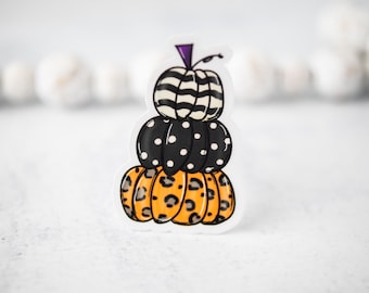 Halloween Sticker, Stacked Pumpkins Sticker, Spooky Decal, Trick Or Treat, Car Decal, Die Cut Sticker, Water Bottle Sticker, Journal Sticker