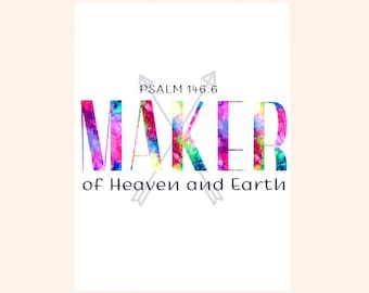 Maker Of Heaven And Earth Sticker, Rainbow Color Decal, Religious Vinyl Decal, God Laptop Sticker, Christian Faith Label, Notebook Sticker