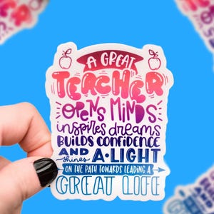 Sticker leraar, gestanst label, waardering leraar, uniek cadeau leraar, cadeau beste leraar, educatief, fles water, vinylsticker