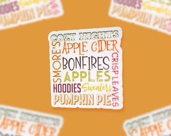 Fall Favorites Vinyl Sticker: Autumn Decoration, Waterproof Decal