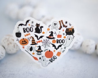 Halloween Heart Sticker, October Vibes Sticker, Witchy Decal, Boo Label, Spooky Vibes Decal, Fall Car Sticker, Die Cut Sticker,Vinyl Sticker