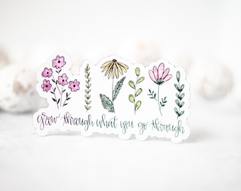 Grow Through What You Grow Through Magnet, Floral Magnet, Aesthetic Magnet, Girly Magnet, Gift For Her