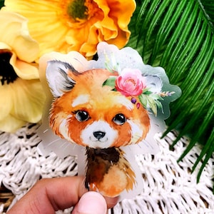 Sticker floral transparent Renard roux, Sticker renard roux mignon, Sticker animaux des bois, Étiquettes de téléphone, Stickers ordinateur portable animaux mignons