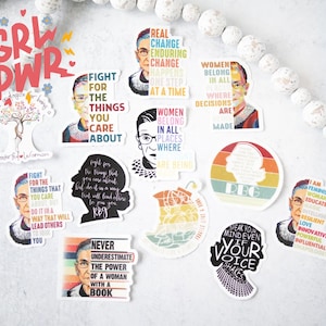RBG Sticker Pack Of 12, Vinyl Waterpoof Stickers, Feminist Stickers, Water Bottle Sticker, 12 RBG Sticker Bundle, Laptop Decal, Car Stickers