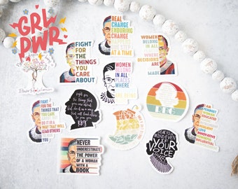 Sticker Pack Of 12, Feminist Stickers, Water Bottle Sticker, RBG Sticker Pack, Stickers For Laptop, International Women's Day, Empowerment