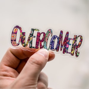 Geestelijke gezondheidsmaand stickers, sticker overwinnaar, inspirerende sticker, doorzichtige vinyl sticker, empowerende sticker, sticker waterfles, laptop