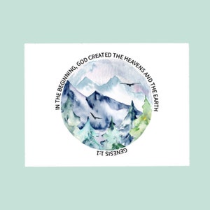 In The Beginning God Created The Heavens And The Earth Sticker, Christian Laptop Label, Genesis 1:1 Sticker, God Sticker, Waterproof Label