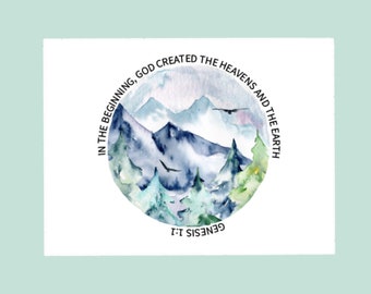 In The Beginning God Created The Heavens And The Earth Sticker, Christian Laptop Label, Genesis 1:1 Sticker, God Sticker, Waterproof Label