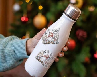 Joy To The World Clear Gnome Sticker, Christmas Sticker, Car Decal, Holiday Decal, Stocking Stuffer, Laptop Sticker, Water Bottle Sticker