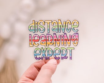 Distant Learning Expert Sticker, Back To School Decal, Clear Vinyl Label, Die Cut Decal, Teacher Gift,Social Worker Label,Waterproof Sticker