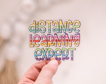 Distant Learning Expert Sticker, Back To School Decal, Clear Vinyl Label, Die Cut Decal, Teacher Gift,Social Worker Label,Waterproof Sticker