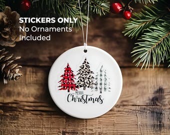 Merry Christmas Trees Clear Vinyl Decal, Holiday Sticker, Xmas Tree Decal, Decoration Label, Christmas Decor, Laptop Sticker,Car Accessories